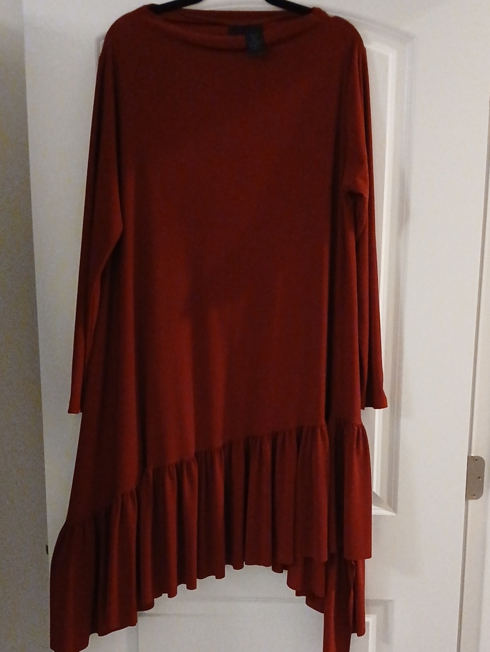 Igor Tunic "DEA" Asymmetrical Ruffle Hem Dress - Deep Red